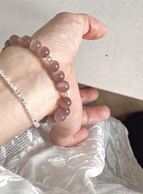 好事物2025新款烟紫色冰种猫眼石尖晶手串优雅百搭轻奢叠戴手饰女