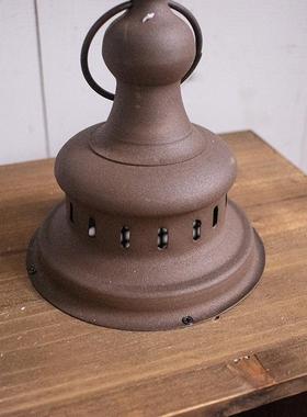 新品出口美式复古实木铁艺结合风灯烛台摆件新家客厅摆件软装道具