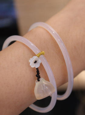 天然玉髓玛瑙手镯 叮当镯 细条玛瑙镯子玉石极细手镯女款珠宝饰品