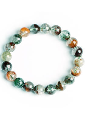 绿幽灵手链彩幽灵单圈手链9-10mm左右晶体晶体通透四季幽灵聚宝盆