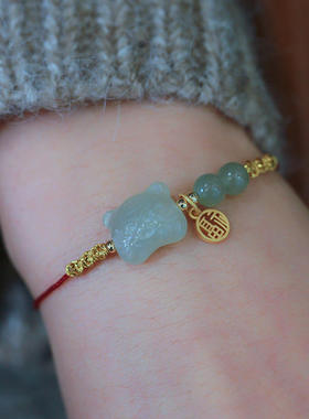 本命年红绳手链天然和田玉年兽情侣女虎头手绳手饰编绳新年礼物