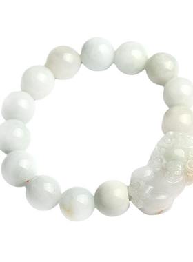 天然翡翠玉石貔貅手链 男女情侣款A货手工编织玉石貔貅手串饰品