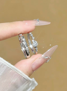 S999纯银恋爱频率对戒情侣款