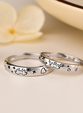 S925银天使与恶魔情侣戒指礼物