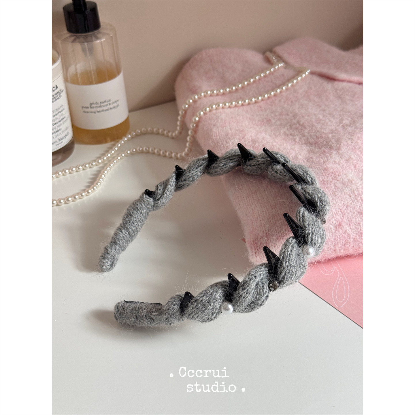 CCCRUI韩系新款毛线麻花珍珠发箍高级感洋气时尚锯齿头箍压发头饰,淘宝优惠券,粉丝福利购,淘宝优惠卷