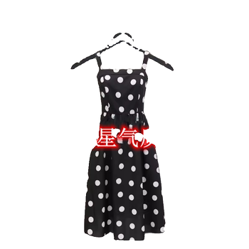 VBEERCOMODA2024 ເສື້ອຍືດແຂນສັ້ນ polka dot ໃໝ່ retro polka dot umbrella hem high waist slim dress 2417A018