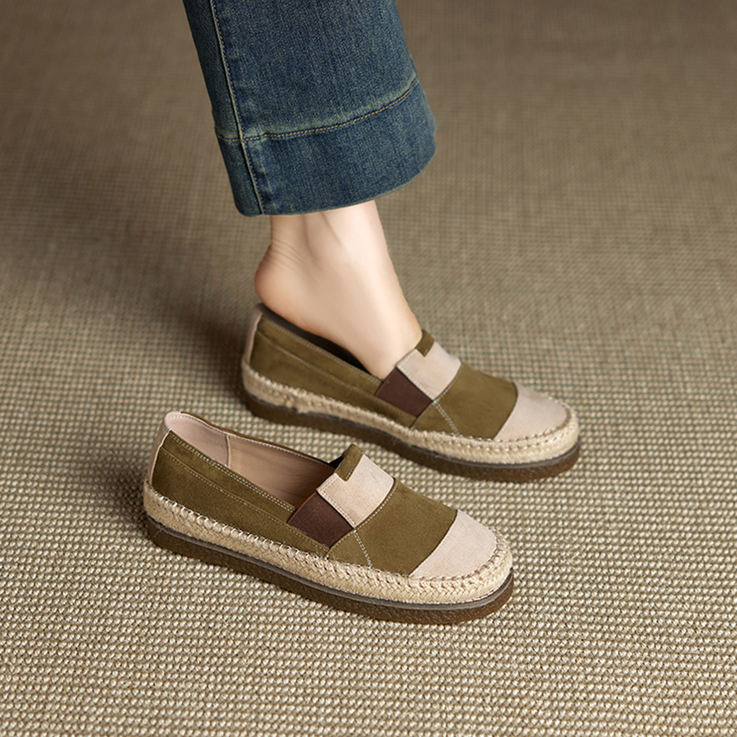 2025秋季新款真皮复古编织渔夫鞋女平底一脚蹬懒人鞋休闲百搭单鞋,淘宝优惠券,粉丝福利购,淘宝优惠卷