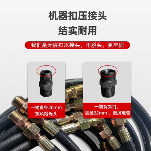 风炮管13mm风炮输气管橡塑管高压管大小风炮气管带接头风炮高压管 - 图0