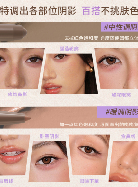 小猴子推荐！凹凸迷思双头修容笔刷阴影鼻影立体哑光裸妆自然多用