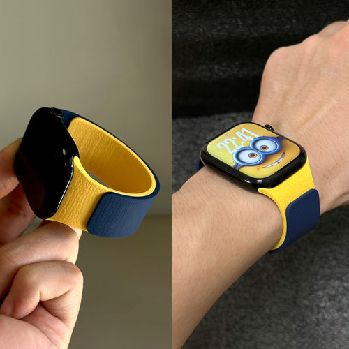 拼色荔枝纹硅胶超强磁吸iWatch11表带适用苹果s10手表s9s8s7女se3 - 图1