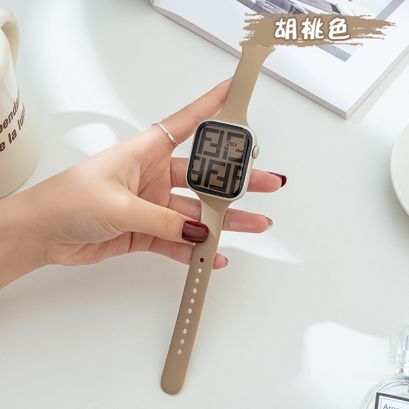 适用applewatch8硅胶苹果S7手表表带6智能SE运动女45mm新夏可爱s3 - 图0