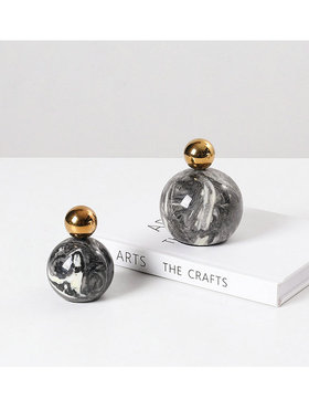 创意陶瓷北欧轻奢圆球小摆件 样板间客厅茶几桌面家居软装饰品