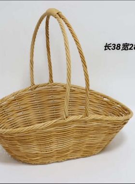 新款双把手手提花篮花束水果篮鸡蛋篮节日花篮手工编织收纳菜篮子