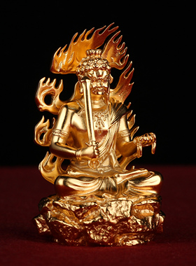 纯银镀金不动明王家居生肖鸡摆件