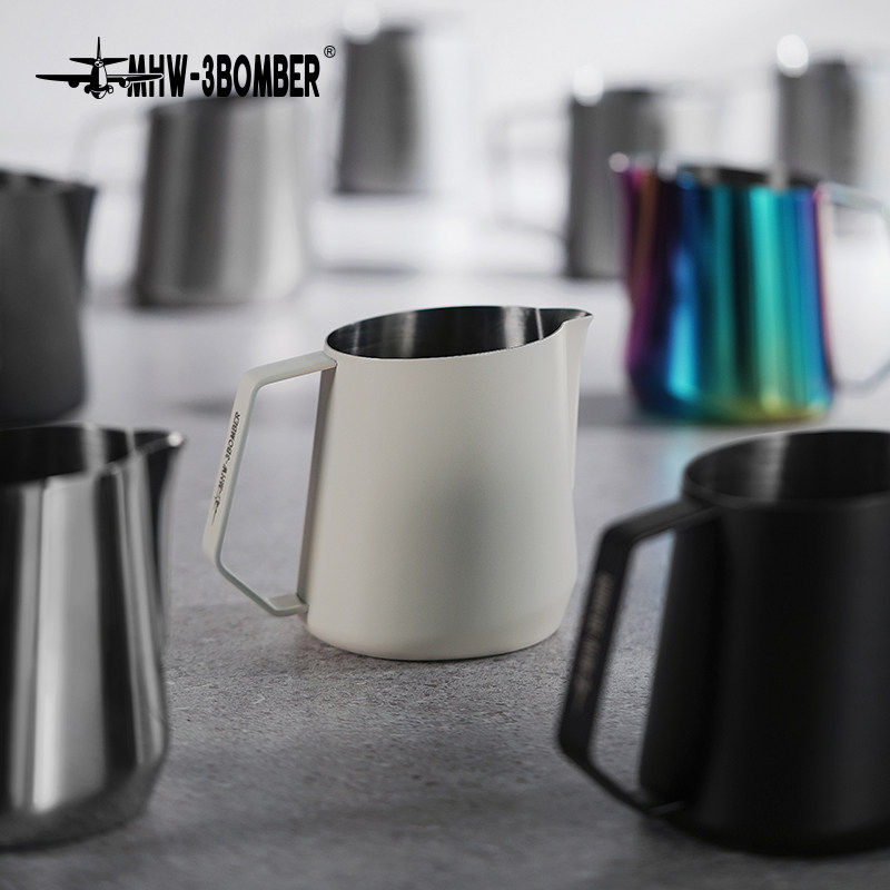 MHW轰炸机GT拉花缸意式咖啡拉花杯304不锈钢打奶泡杯斜口压纹奶缸,淘宝优惠券,粉丝福利购,淘宝优惠卷