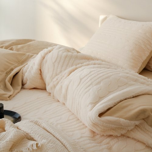 高端超柔牛奶绒毛绒款床上四件套2025新款珊瑚绒冬季加绒加厚被套 - 图0