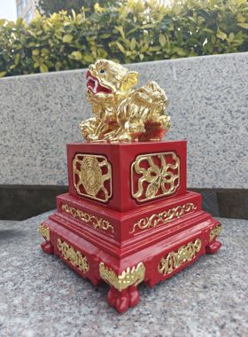 12X12厘米狮印神明印章真金香樟木雕精品雕刻摆件身印定制