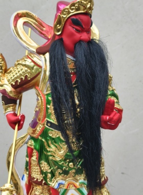 香樟木雕12寸剑指关公雕像关二爷神像武财神关帝圣君精品台金现货