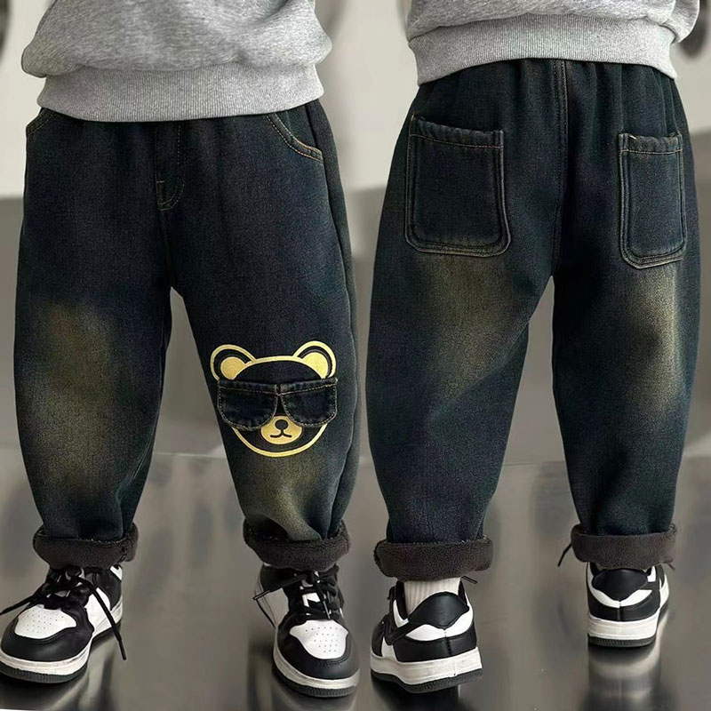 男童牛仔裤复古蓝2025春秋新款宝宝孩子休闲裤子潮流儿童长裤洋气 - 图0