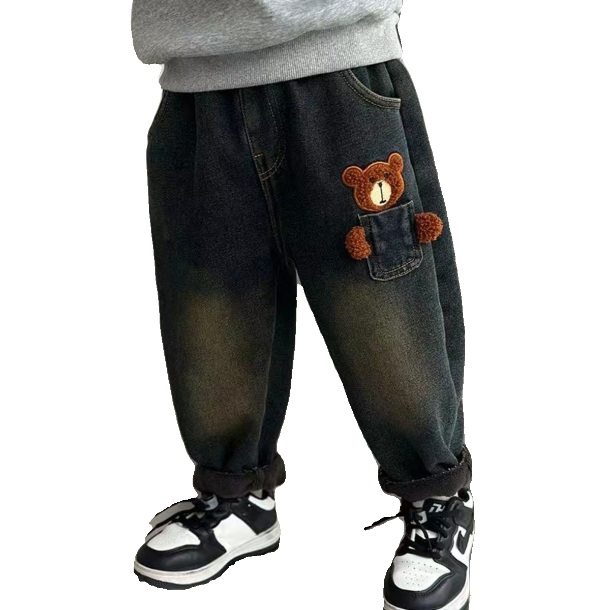 男童牛仔裤复古蓝2025春秋新款宝宝孩子休闲裤子潮流儿童长裤洋气 - 图1