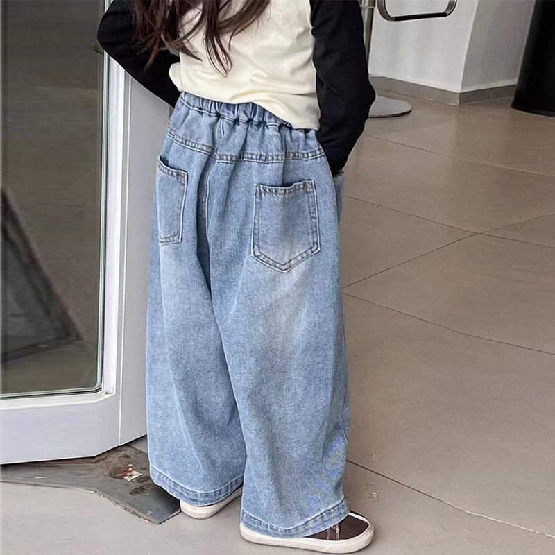 女童阔腿裤子牛仔裤2025春季新款宝宝韩版直筒裤儿童裤子洋气宽松,淘宝优惠券,粉丝福利购,淘宝优惠卷