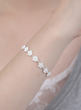 《花开》新中式S999足银气质花朵手链女清新甜美文艺温柔风手链