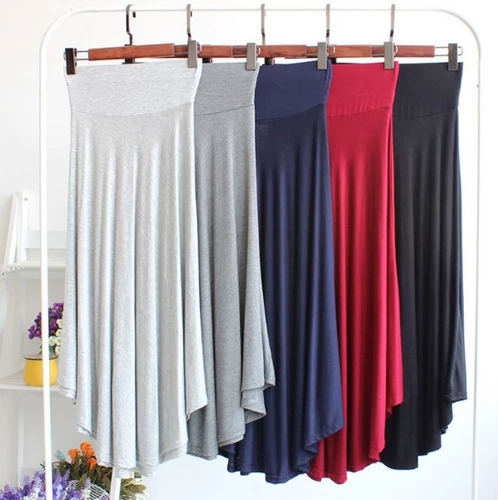 Приталенная эластичная длинная юбка, осенняя, высокая талия, эластичная талия, свободный крой, яркий броский стиль