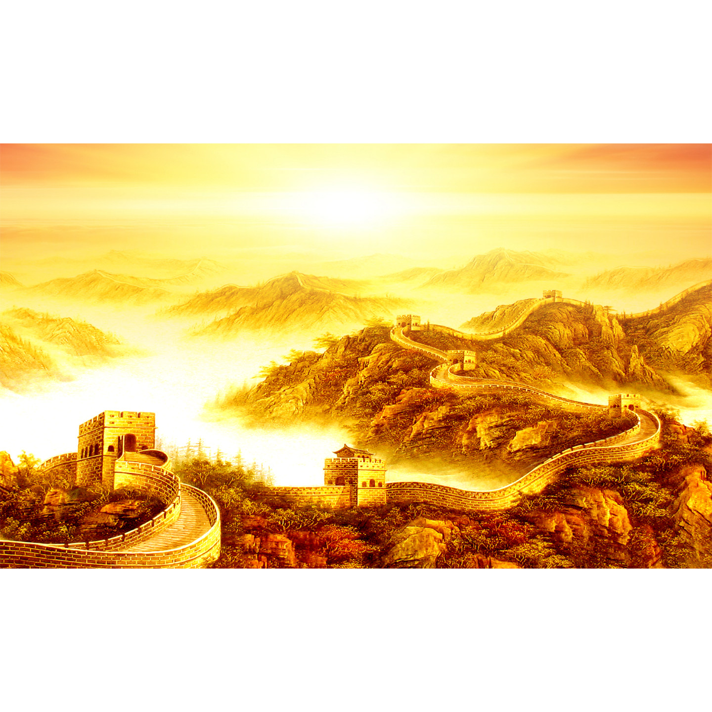 万里长城龙抬头靠山背景墙纸海纳百川长城风光墙画茶室办公室壁纸,淘宝优惠券,粉丝福利购,淘宝优惠卷