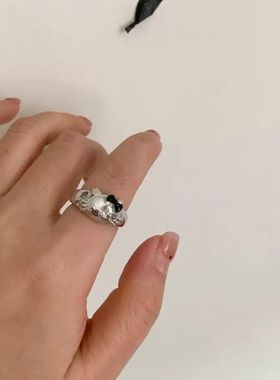 「萌宠乐园」粉色滴釉小猫戒指小众甜美风精致百搭开口食指戒女