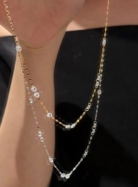 细闪素链~爆闪设计师款银色项链女生轻奢小众高级感显瘦锁骨链