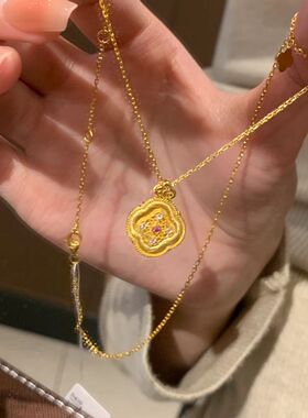 新款金色中式拉丝项链小众轻奢精致气质高级设计锁骨女友