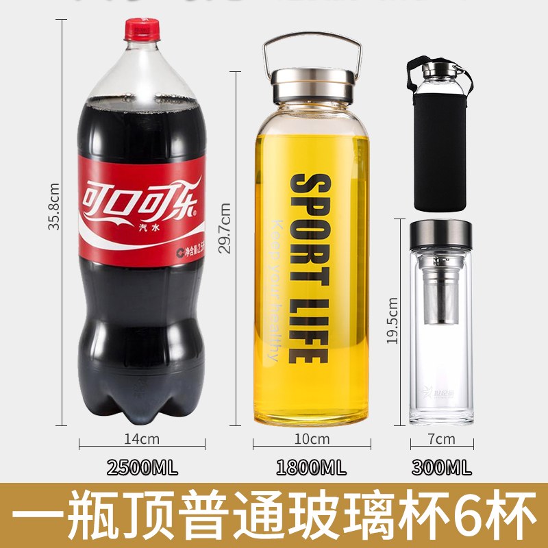 玻璃杯大容量水杯2000ml高身透明大号夏天家用超大1500毫升泡茶杯-图1