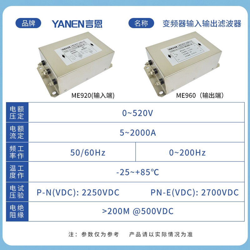 交流380V三相EMC滤波器输入输出变频器伺服电源专用ME920/ME960 - 图0