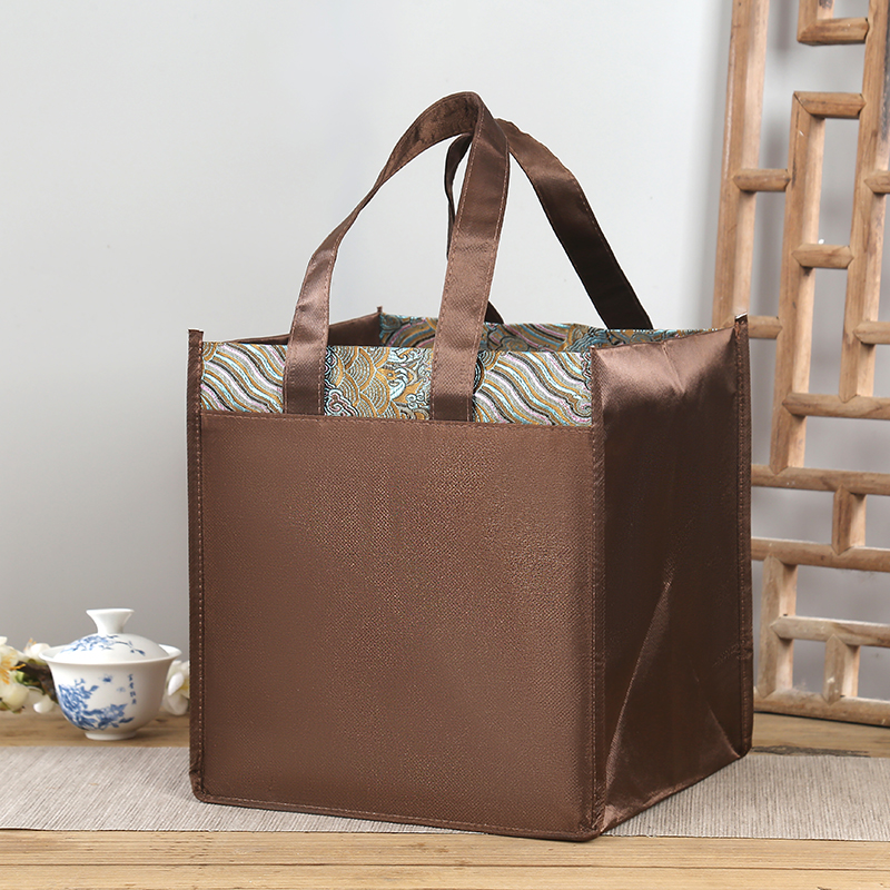 高档丝绸布袋茶叶茶饼袋红茶便携手提袋商务袋购物袋礼品袋定制 - 图0