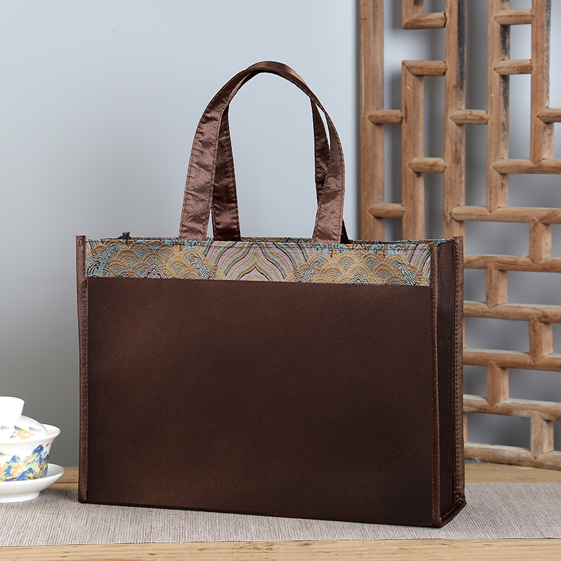 高档丝绸布袋茶叶茶饼袋红茶便携手提袋商务袋购物袋礼品袋定制 - 图2