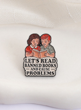 情侣头像读书胸针 LETSREADBANNEDBOOKS 徽章书迷别针服饰配饰品