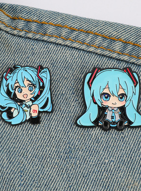 日系卡通虚拟歌姬金属徽章初音未来美少女合金滴油配饰别针装饰
