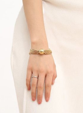 跨境夸张朋克多层链条叠戴项饰简约小众几何圆球个性项链现货批发