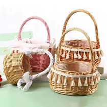 Floral floral flower arrangement Lyu choreography hand wedding small flower basket handmade vines Woven Flower Pots woven flower pots Bamboo basket Grass chic basket