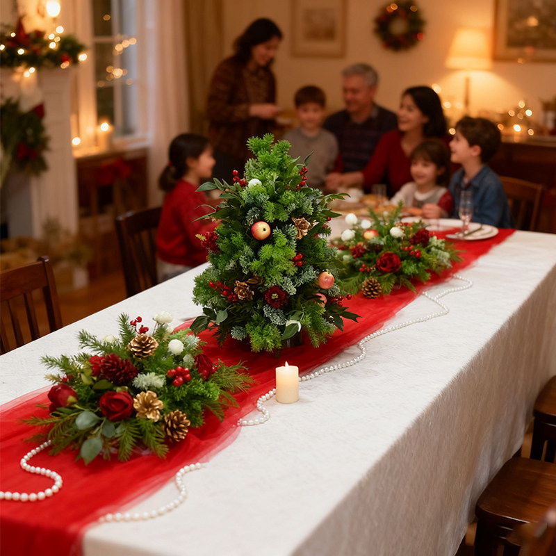圣诞节装饰品商场橱窗场景公司年会桌面布置圣诞树家用摆件仿真花,淘宝优惠券,粉丝福利购,淘宝优惠卷