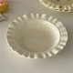 Ins style milky yellow color polka dot ceramic lace plate fruit pasta plate dormitory household underglaze colored tableware