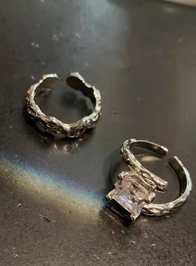 小众锆石开口同款式ins异形戒指女简约指环个性网红冷淡风设计