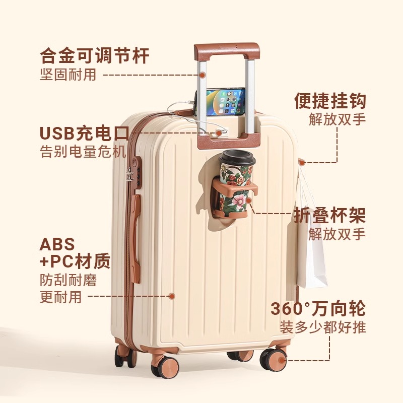 行李箱新款学生密码箱女大容量静音拉杆箱小型20寸高颜值登机皮箱 - 图2