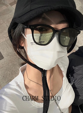 2025新款潮小脸橘黄色复古墨镜女夏高级感ins网红街拍太阳眼镜男