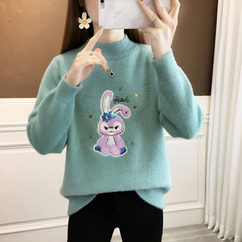 加厚黄金貂绒保暖打底针织毛衣女秋冬学生短款半高领水貂绒打底衫,淘宝优惠券,粉丝福利购,淘宝优惠卷