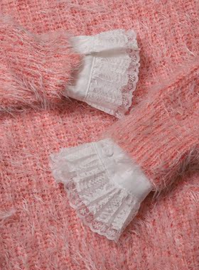 白色长款雪纺蕾丝假袖子半指手套