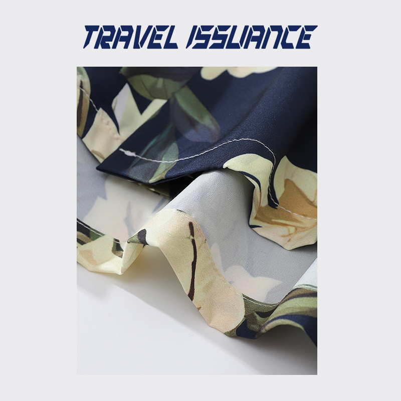 TRAVEL ISSUANCE 静待花开 港风vintage复古巴领宽松短袖花衬衫夏 - 图1