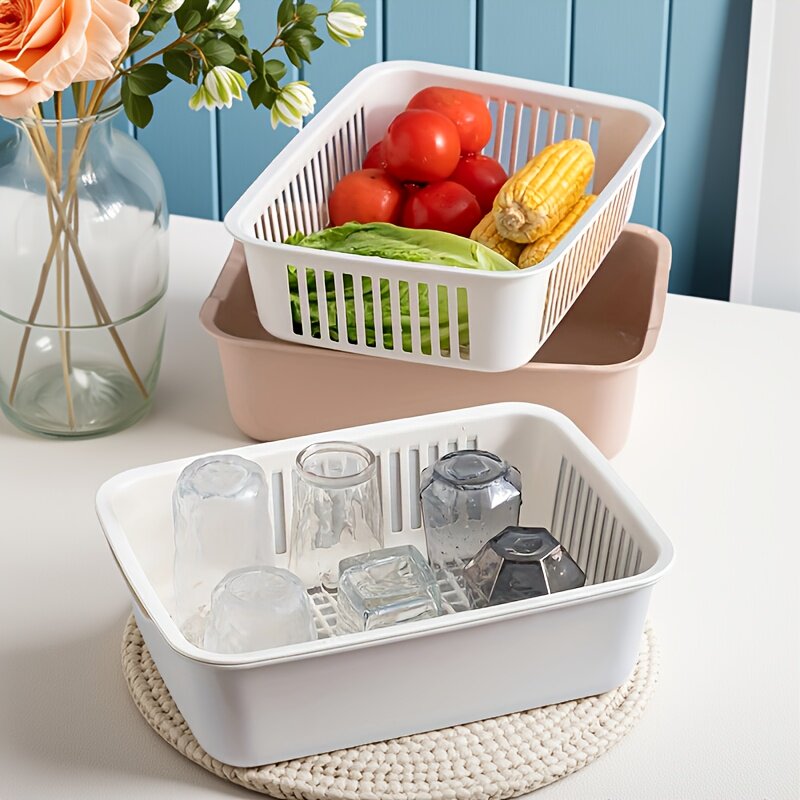 多功能双层沥水篮家用水槽洗菜盆厨房碗碟盆长方形漏盆洗水果盘,淘宝优惠券,粉丝福利购,淘宝优惠卷