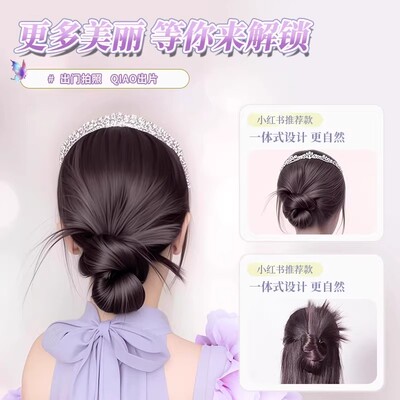 鸡毛丸子头假发抓夹女慵懒感抓夹