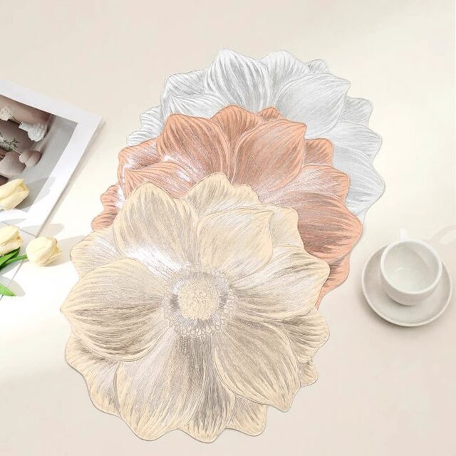 Lotus anti-scalding insulation pad Creative anti-slip decorative plate pad PVC placemat Vase pad Hotel household washable pad
